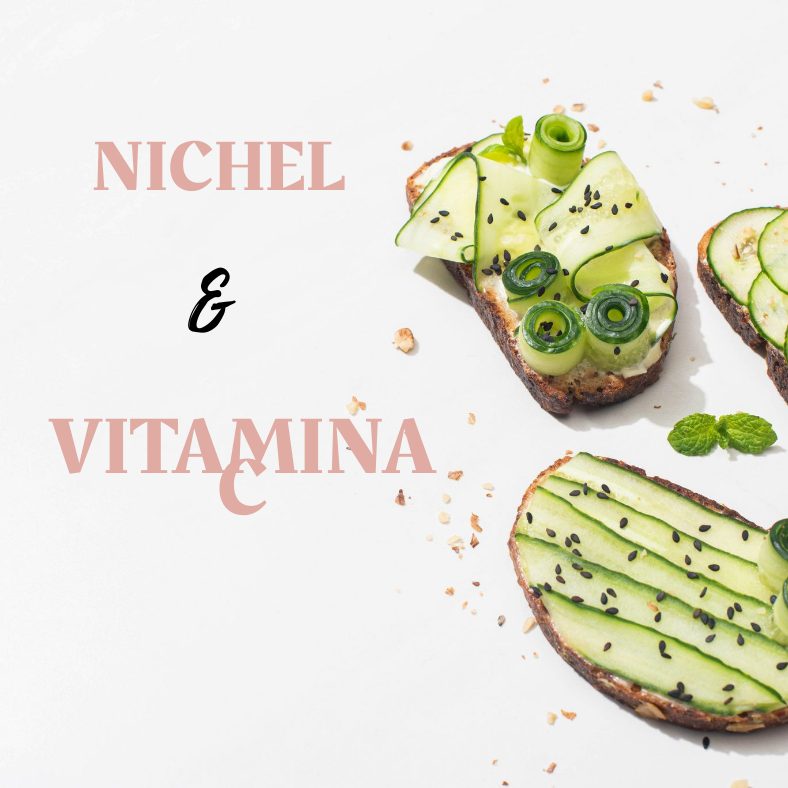 bruschette su sfondo bianco nichel e vitamine